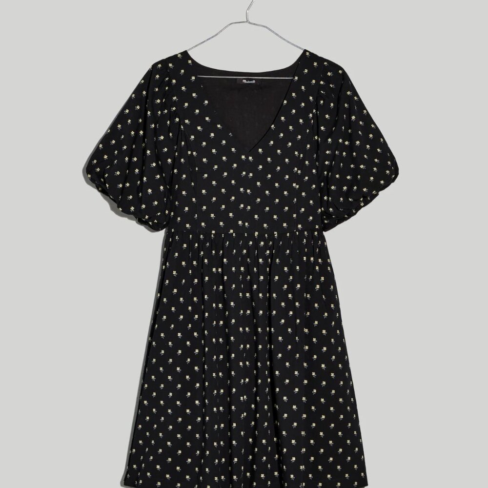 Madewell V-Neck Puff-Sleeve Mini Dress in Floral Ikat - Picture 4 of 8